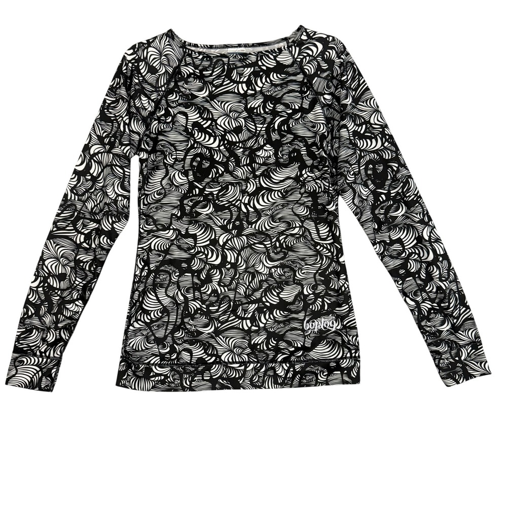 Burton Base Layer Women Large Black White Swirl DryRide Long Sleeve Performance